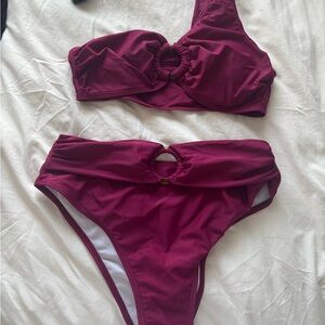 Elegant Burgundy Women's Swimwear Set